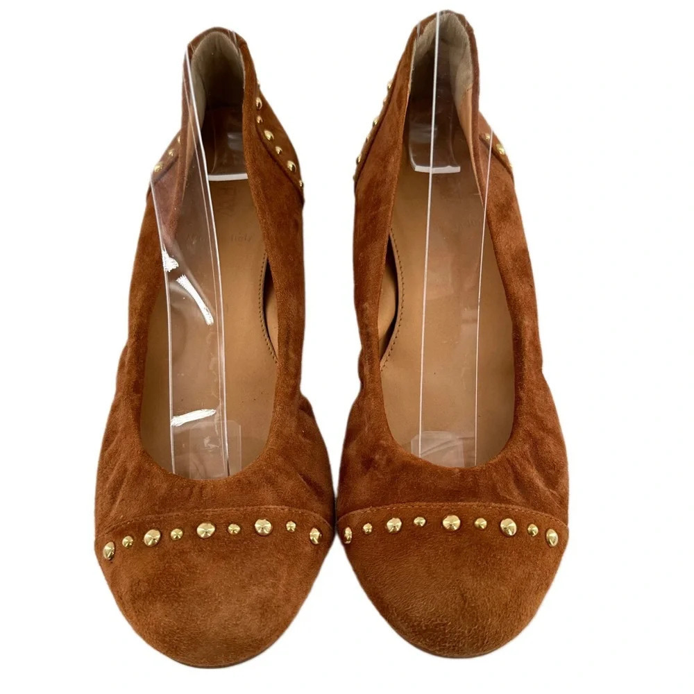 J crew womens ballet flats size 6.5 brown Italian suede  hidden wedges